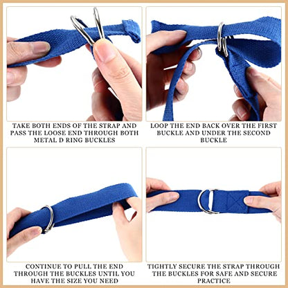 6 Pcs Yoga Strap for Stretching 8 Ft Yoga Exercise Adjustable Straps Bands with Safe Adjustable D Ring Buckle for Pilates Gym Workouts Fitness Improves Sitting Posture