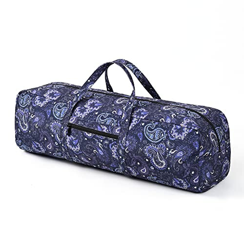 | Yoga Mat Bag | Large Yoga Mat Carrier with Wet Pocket | Yoga Gifts | Gym Tote Bag for Women - color: Blue cashew flower