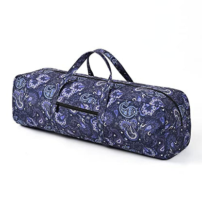 | Yoga Mat Bag | Large Yoga Mat Carrier with Wet Pocket | Yoga Gifts | Gym Tote Bag for Women - color: Blue cashew flower
