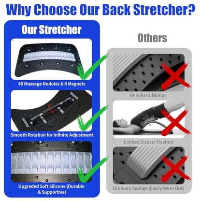 Back Stretcher, Back Stretcher for Lower Back Pain Relief, Spine Stretchers with Magnetic Massage, Adjustable Lumbar Support,Board for Waist & Back Cracking Device, Travel Accessories, Supports 220lbs