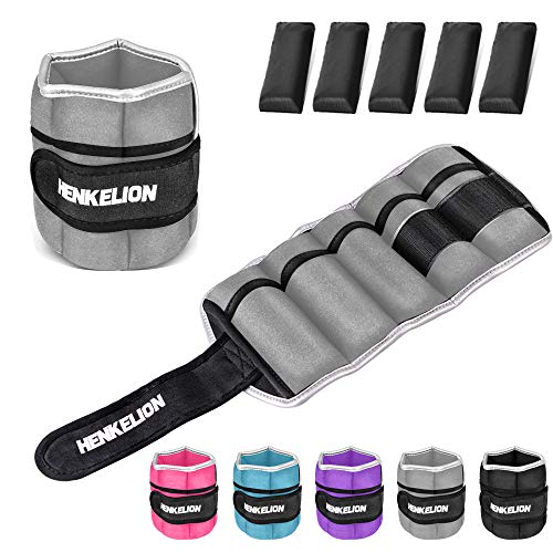 Henkelion 1 Pair 2 3 5 10 Lbs Adjustable Ankle Weights for Women Men Kids, Strength Training Wrist and Ankle Weights Sets for Gym, Fitness Workout, Running, Lifting - Black Grey Pink Blue Purple - color: Grey, size: 3 lbs (x2)