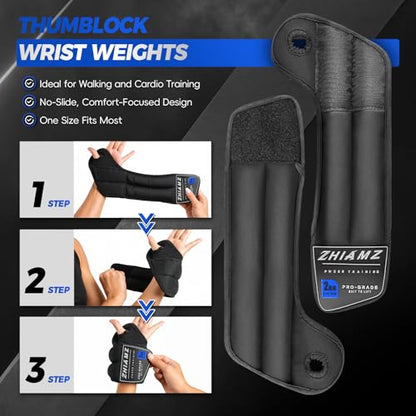 Wrist Weights with Thumb Loops Lock for Men Women, Ankle Weights Weighted Gloves for Running Strength Training Walking Exercises(Available in 2.2lb*2 or 4.4lb*2) - size: 4.4lbs x 2