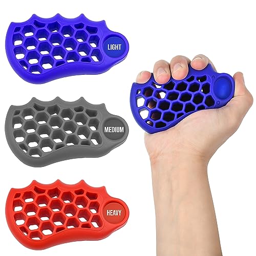 LoGest 3 Pack - 4 Pack Hand Strengthener Devices Ball Exercisers - 4 Level optioen Set for Therapy, Arthritis and Carpal Tunnel - Lightweight Training Equipment Targets Fingers Wrist Hand Exercisers