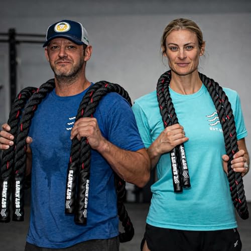 Weighted Battle Jump Rope, 10 FT Twisted Training Rope w/Thick Easy-Grip Handles, Full-Body Cardio + Strength Conditioning Rope (Choose 3 lb / 6 lb / 10 lb) - size: 1" x 10ft