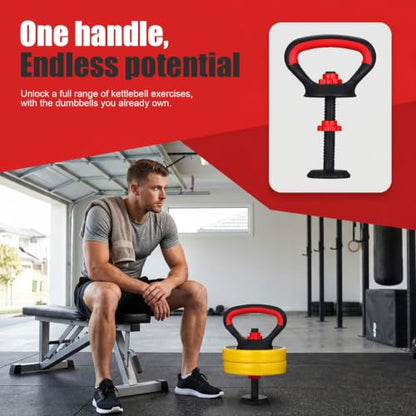 YARNOW Adjustable Kettlebell Handle with Stable Base, Kettle Bell Grip for Dumbbells, Converter for Strength Training Home Gym Weights Set, Ergonomic Gear