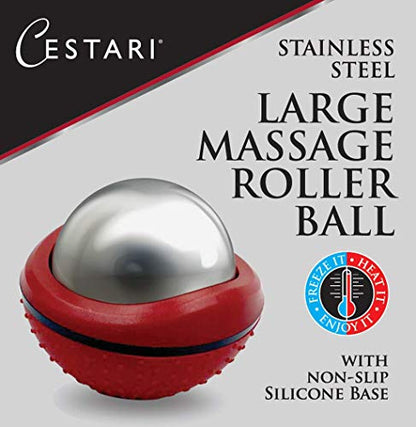 Cryosphere Massage Ball Hot Cold Roller Ball - Fast Muscle Pain Relief - Stainless Steel Balls for Heat or Ice Therapy - Feet Pain - Plantar Fasciitis- Back Ache - Foot Massager - 60 mm Ice Roller - color: Blue 60mm