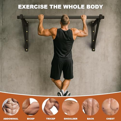 Wall Mounted Pull Up Bar, Adjustable Depth Pull-up Bar with 500LBS Weight Capacity, Maintain Upper Body Strength & Core Stability, Home or Garage Gym Chin Up Workout Training Station