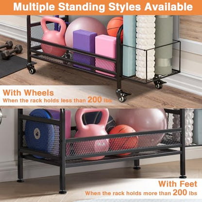 Lauren&Harold 56'' Taller Home Gym Storage Organizer with Hanging Board