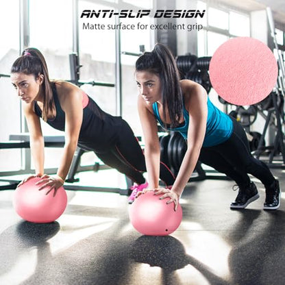 Cikyner Soft Pilates Ball, 9 Inch Small Exercise Ball with Inflatable Straw - color: Light Pink