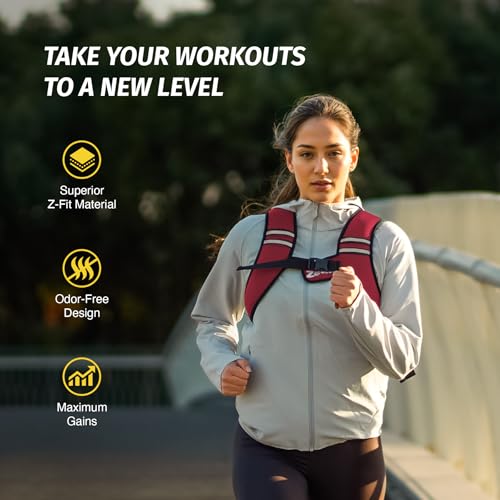 Zelus Weighted Vest for Women Men, Washable Z-Fit Weighted Vest 5/10/15lb - color: Red, size: 5 LB