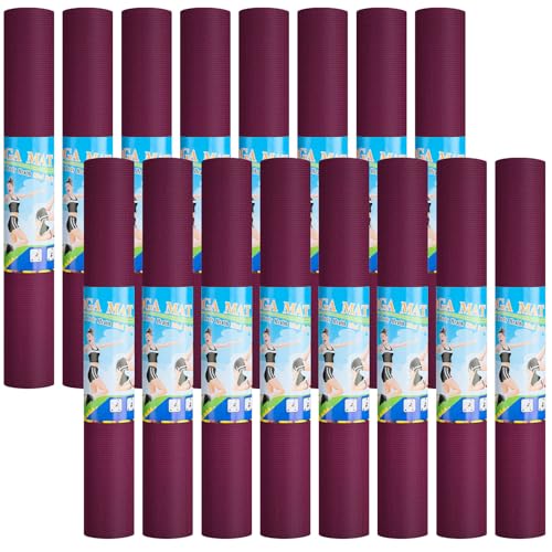 Funtery 3 mm Thin Yoga Mats Bulk, 68 x 24 in - color: Boysenberry