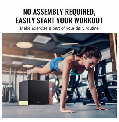 Plyometric Jump Box 3-in-1, 16/14/12 Inch - Cotton Plyo Box for Fitness, Agility & Strength Training - Anti-Slip Exercise Step Up Platform - Home & Gym