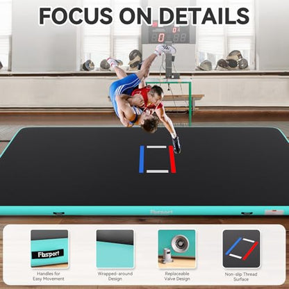 FBSPORT Inflatable Wrestling Mat 10ft/6.6ft/5ft, Outdoor and Indoor PVC Jiu Jitsu Mats, Gymnastics Training Mat Foldable for BJJ, MMA, Martial Art, Boxing, Grappling and Judo