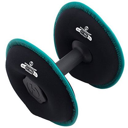 HYPERWEAR SoftBell Adjustable Dumbbells – Soft Neoprene Weight Plates with Easy-Grip Handle, Modular Dumbbell System for Home Gym, Strength & Functional Training (3-40 lbs) - color: (C) 9-Pound | Green | Single