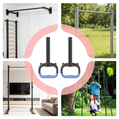 Gym Rings | 440 lbs Adjustable Workout Straps | Gymnastic Rings for Pull up Bar | for Home Backyard Indoor Outdoor Kids Playground Obstacle Course Basement Calisthenics Training