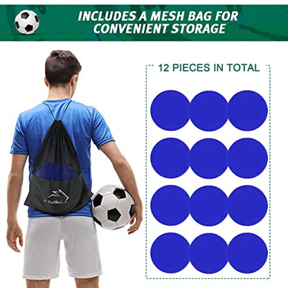 Poly Spots 4 Inch & 9 Inch Non-Slip Flat Cones Spot Markers for Gym Floor - style: Blue 12 Pcs 9inch