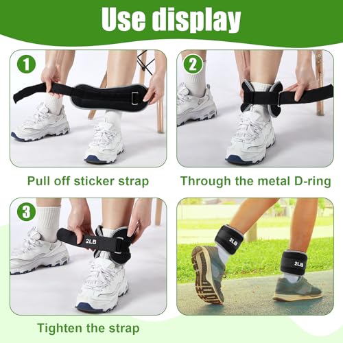 4 Pairs Ankle Leg Weights Adjustable Set for Women Men, 1lb 2lb Wrist Weight Arm Fitness Wristbands Ankle Leg Strap for Gym Yoga Training Walking Jogging Running