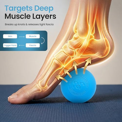 Massage Lacrosse Balls for Deep Tissue Muscle Relief – Myofascial Release & Trigger Point Therapy for Muscle Knots, Back, Feet, Neck & Shoulders – Firm Rubber Mobility Ball Set (2 Pack)
