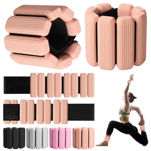Wrist Weights, 2Pack Adjustable Wearable Wrist Ankle Weights for Women/Men, Silicone Wrist Bangles for Walking, Yoga, Pilates, and Gym, Arm & Leg Workout, 2lb - color: Flesh Pink