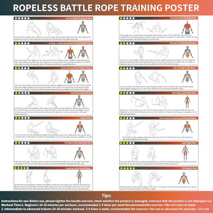 Weighted Ropeless Battle Ropes Adjustable Battle Ropes for Home Gym for Full Body Workout, HIIT and Low-Impact Aerobic Training Cardio Strength Training, Fitness Gift, Indoor Workout Equipment