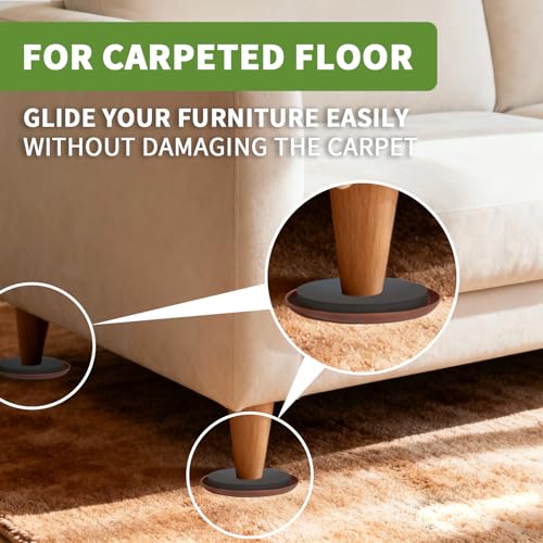 Furniture Sliders for Carpet 8 PCS - 3 1/2" Brown Coffee - size: 8 PCS 3 1/2 inch Brown Coffee