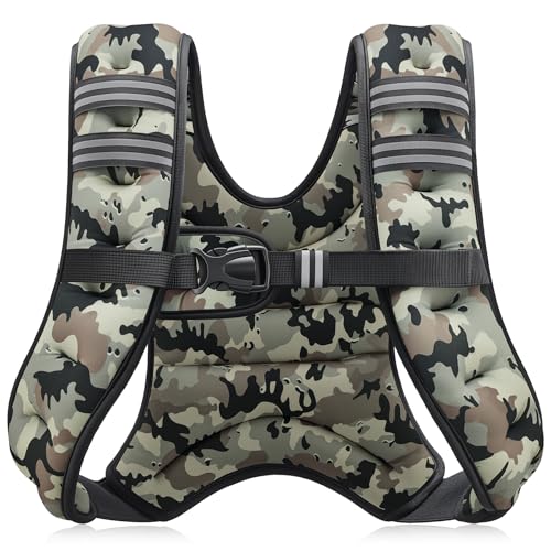 ZELUS Weighted Vest, 6lb/8lb/12lb/16lb/20lb/25lb/30lb Weight Vest with Reflective Stripe for Workout, Strength Training, Running, Fitness, Muscle Building, Weight Loss, Weightlifting - color: Desert Camo, size: 12lb