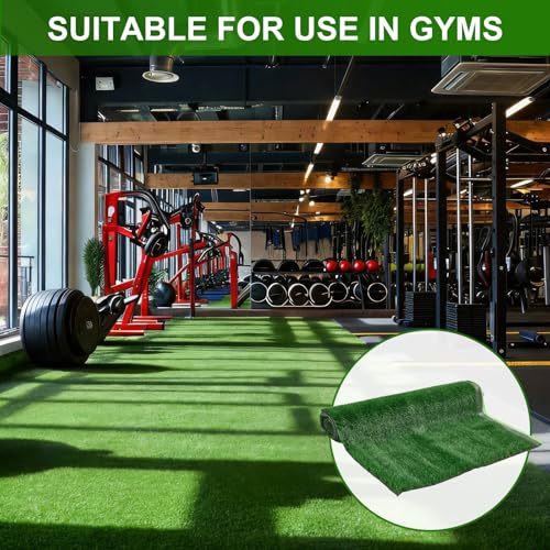 BreezeHug 65' x 3.3' (215 Sq.Ft) Gym Flooring Roll Turf Sports Sled Strips Turf Artificial Fake Grass with Non Slip Backing for Weight Sled Push Gym Equipment Training Indoor Outdoor, Green, 0.4" H
