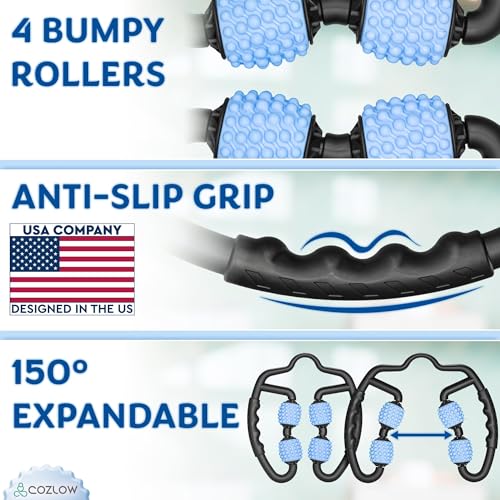 Dual Sided Muscle Roller - Cellulite Massager for Arms and Legs - Flexible Massage Tool - Effective Sculpting Massage for Thighs, Butt - color: Blue/Black