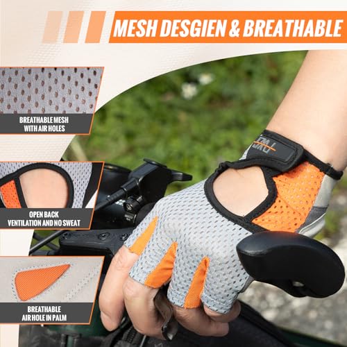Cycling Gloves Elastic Half Finger Bicycle Gloves Anti-Slip Shock Absorbing Padded MTB/Road Biking Gloves for Men/Women