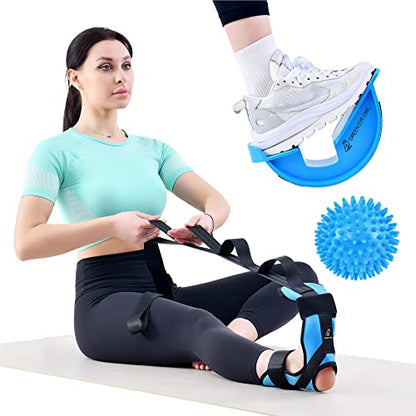Foot & Calf Stretching Kit-Foot Rocker, Stretching Strap & Spiky Massage Ball-Effective Pain Relief for Plantar Fasciitis, Achilles Tendonitis, Tight Calves & Hamstrings-Instructions Included…
