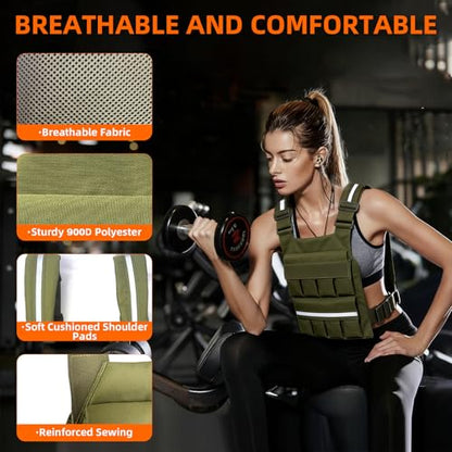 Weighted Vest for Men Women, Adjustable Tactical Weight Vests for Rucking Walking Running Crossfit Strength Training (Without Weight Blocks)