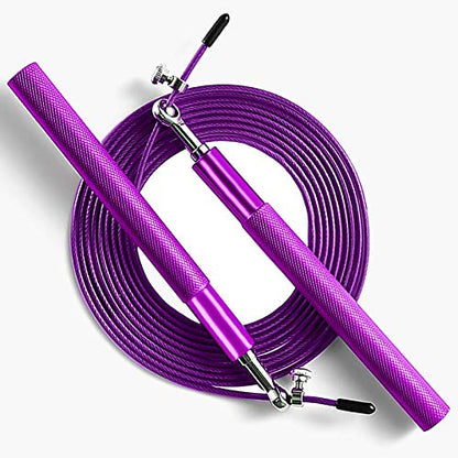 Speed Jump Rope - 360° Swivel Ball Bearing - Adjustable steel coated rope-Aluminum Anti Skipping Handle -Fitness Training Boxing Sports Exercises -Suitable for Kids and Adults - color: Purple