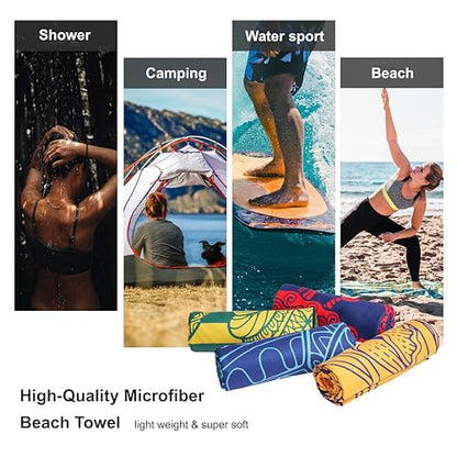 4Monster Quick Dry Beach Towel, Ultra Absorbent Microfiber Travel Towel, Lightweight & Compact for Beach, Swimming, Camping, Pool, Water Sports & Yoga