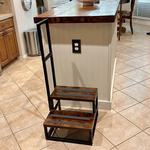 Upgraded Anti-Slip Step Stool with Handle, Heavy-Duty & Stable, Multi-Purpose for High Bed, Kitchen, Bathroom - color: Brown, size: Single Handle