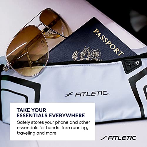 Fitletic Modern Sports Running Belt For Men & Women – Water Resistant Pouch - Fits All Smart Phones- Lightweight, Low Profile Design –Lycra Coated With Inner Card Organizer Pocket - color: Silver