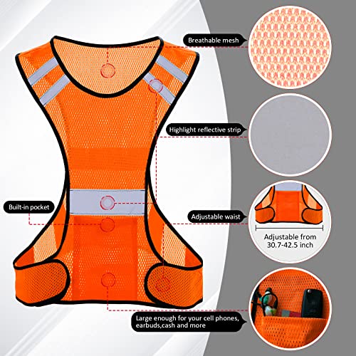 TCCFCCT Reflective Running Vest, High Visibility Running Gear with Large Pocket - color: 3 Pack Mesh Orange