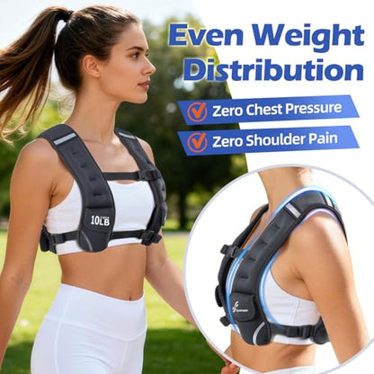 Sportneer Adjustable Weighted Vest Woman: 6-10lb/10-18lb Weighted Vests - color: Black, size: 6-10 lbs