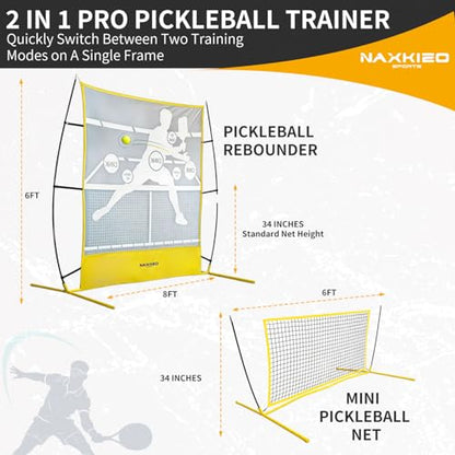 2026 Upgraded Pickleball Practice Rebounder Net, 6FT Pickleball Training Equipment with Metal Frame, Pickle Ball Rebounder for Outdoor Indoor, Pickle Ball Trainer for Dink Volley Training