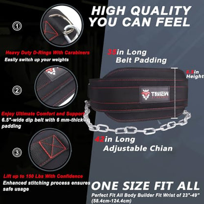 Heavy Duty Dip Belt With Chain - Weighted Pull Up Belt for Workout