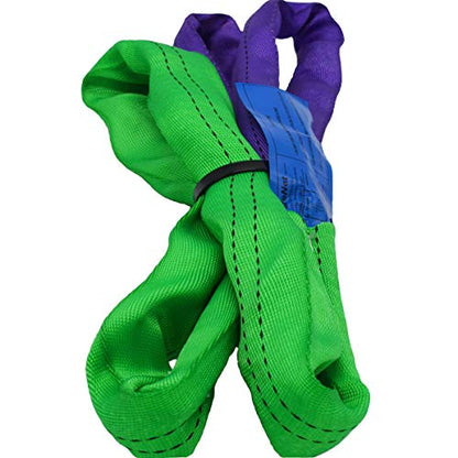 2" x 5' Lifting Slings Straps Polyester Heavy Duty Web Slings 4400 Lbs Vertical, 3520 Lbs Choker, 8800 Lbs Basket (Green/Purple)
