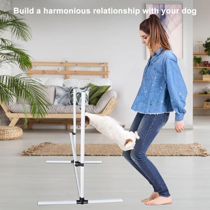 Dog Agility Jump Training Kit, Adjustable Hurdle Set with Storage Bag, Easy Setup Indoor Outdoor Obstacle Course Equipment for Dogs