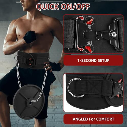 Dip Belt for Weight Lifting & Pull ups - Weighted Belt with 36" Robust Steel Chain, 350lbs Capacity, Workout Belt for Powerlifting, Squats & Dips