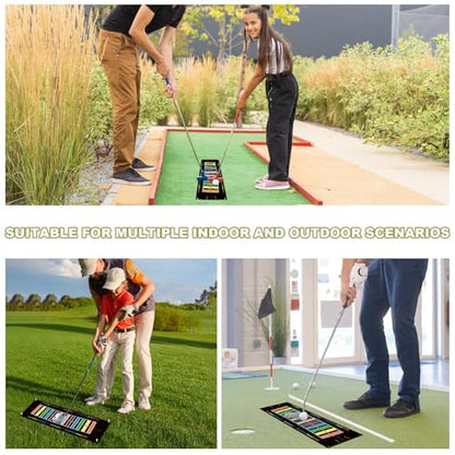 Golf Putting Mats Practice Indoor 30 x 8.27 Inch Golf Putting Practice Training Aid Alignment Track Green Mat Exercise Putter Training Supplies - color: Multicolor
