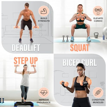 Yes4All Vinyl Hexagon Dumbbell - Dumbbells Set of 2 Hand Weights for Home Gym & Strength Training (2-15 lbs Weight Options) - color: A. 2 lbs - Peach Puzz - Pair