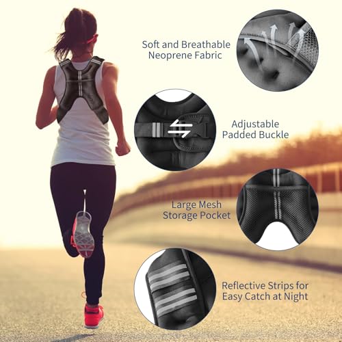 Weighted Vest 12lbs-30lbs Adjustable for Men & Women, Strength Training Weight Vest with Reflective Stripe, Pocket for Running, Workout, Weight Loss, Home Gym - size: 12 LB