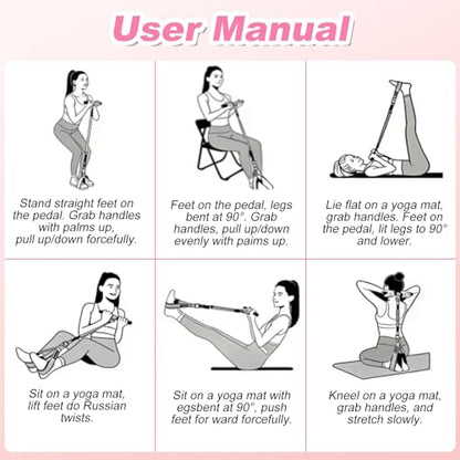 Upgraded Pedal Resistance Band with Handles, 55LBS Multifunctional Soft Foot Pedal Exercise Bands with Handles for Core, Abs, Legs, Waist, Arms. Sit Up Workout Bands for Women Home Gym.