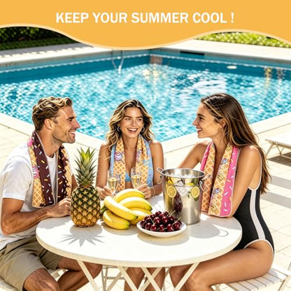 12 Pcs Ice Cream Drip Baseball Cooling Towels, 40" X 12" Microfiber Chilly Sports Towels, Breathable Sweat Absorbent Rags for Hot Weather Workout Yoga Gym Coach, Ideal Team Gifts & Party Favors