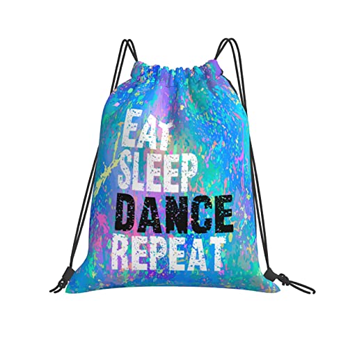 Drawstring Backpack Gym String Bag Sports Drawstring Sackpack For Women Men - color: Eat Sleep Dance Repeat