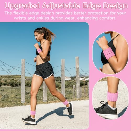 Wrist & Ankle Weights for Women Set of 2 (1LB Each), Adjustable Silicone Strap Design, Wearable Stackable Magnetic Ankle Weighted Bracelets, Perfect for Yoga, Pilates, Walking & Home Weighted Workouts