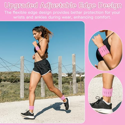 Wrist & Ankle Weights for Women Set of 2 (1LB Each), Adjustable Silicone Strap Design, Wearable Stackable Magnetic Ankle Weighted Bracelets, Perfect for Yoga, Pilates, Walking & Home Weighted Workouts